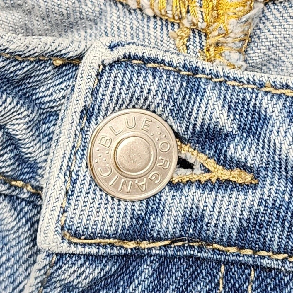 Organic Blue‎ Jeans Womens 7/28 Blue High Rise Relaxed Straight Carpenter Denim